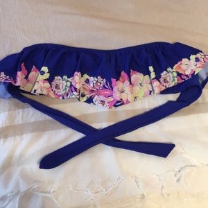 American Eagle Blue Floral Bandeau Bikini top